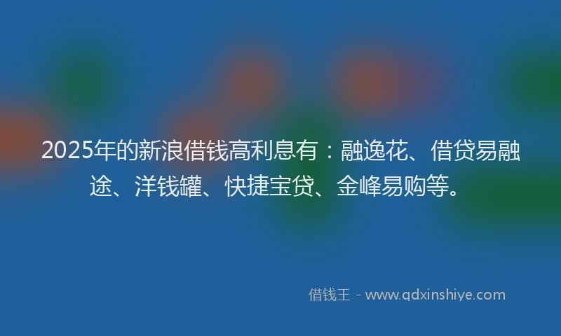 2025年的新浪借钱高利息有：融逸花、借贷易融途、洋钱罐、快捷宝贷、金峰易购等。