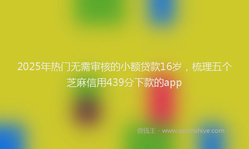 2025年热门无需审核的小额贷款16岁，梳理五个芝麻信用439分下款的app