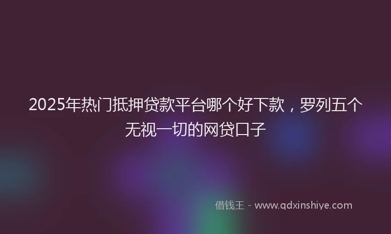 2025年热门抵押贷款平台哪个好下款，罗列五个无视一切的网贷口子
