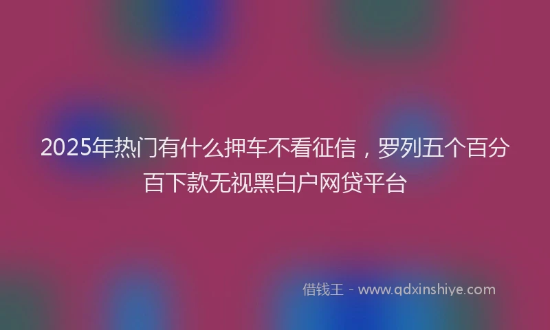 2025年热门有什么押车不看征信，罗列五个百分百下款无视黑白户网贷平台