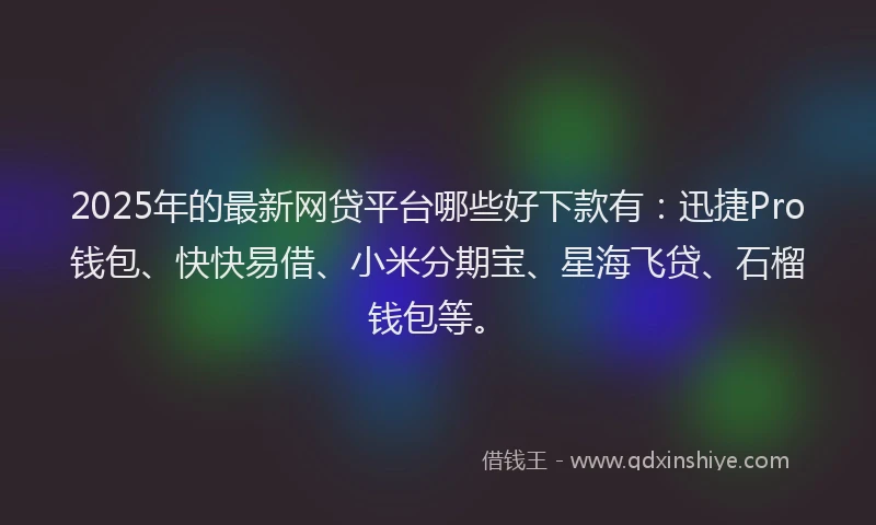 2025年的最新网贷平台哪些好下款有：迅捷Pro钱包、快快易借、小米分期宝、星海飞贷、石榴钱包等。