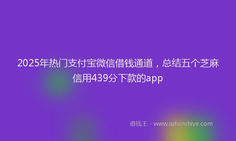 2025年热门支付宝微信借钱通道，总结五个芝麻信用439分下款的app