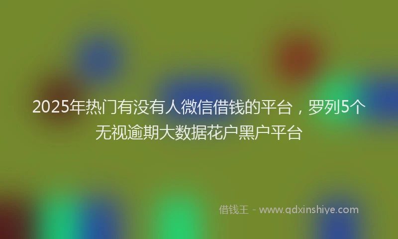 2025年热门有没有人微信借钱的平台，罗列5个无视逾期大数据花户黑户平台