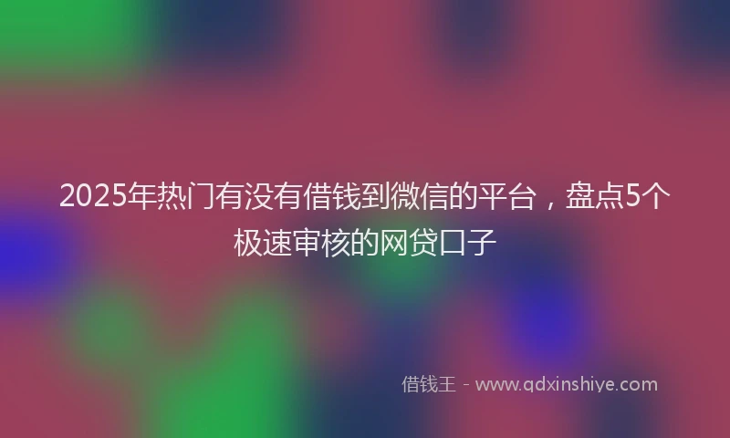 2025年热门有没有借钱到微信的平台，盘点5个极速审核的网贷口子