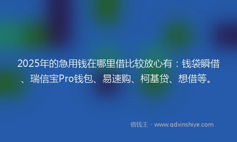 2025年的急用钱在哪里借比较放心有：钱袋瞬借、瑞信宝Pro钱包、易速购、柯基贷、想借等。