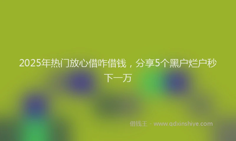 2025年热门放心借咋借钱，分享5个黑户烂户秒下一万