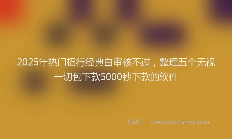 2025年热门招行经典白审核不过，整理五个无视一切包下款5000秒下款的软件