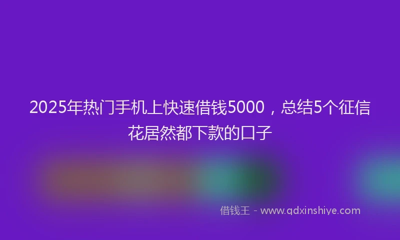 2025年热门手机上快速借钱5000，总结5个征信花居然都下款的口子