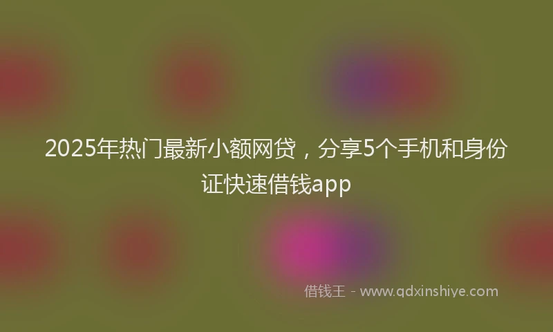 2025年热门最新小额网贷，分享5个手机和身份证快速借钱app