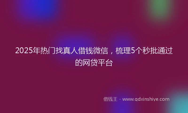 2025年热门找真人借钱微信，梳理5个秒批通过的网贷平台