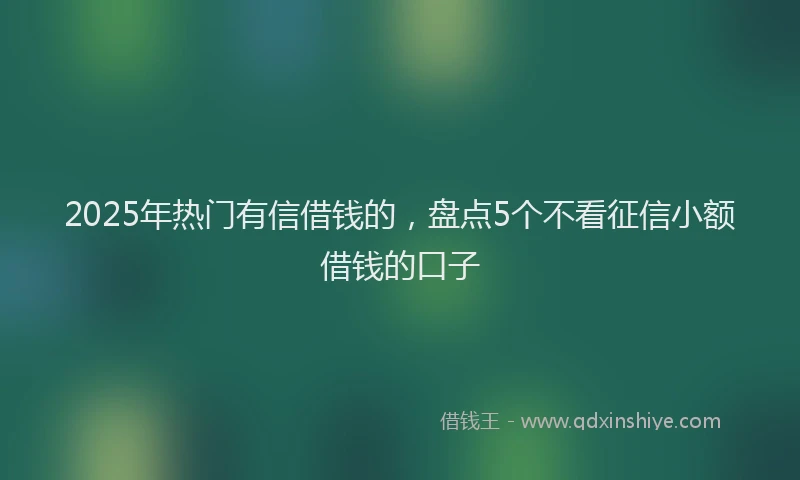 2025年热门有信借钱的，盘点5个不看征信小额借钱的口子