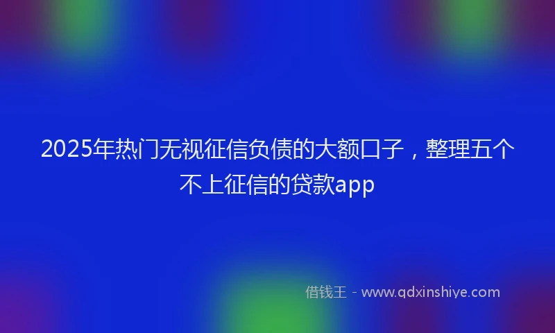 2025年热门无视征信负债的大额口子，整理五个不上征信的贷款app