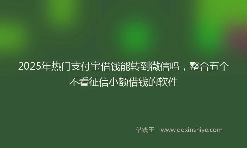 2025年热门支付宝借钱能转到微信吗，整合五个不看征信小额借钱的软件