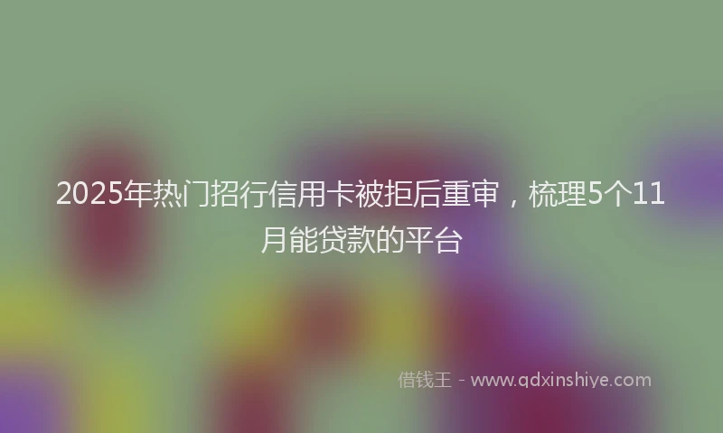 2025年热门招行信用卡被拒后重审，梳理5个11月能贷款的平台