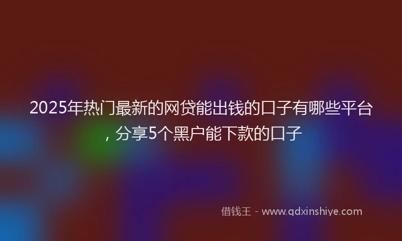 2025年热门最新的网贷能出钱的口子有哪些平台，分享5个黑户能下款的口子