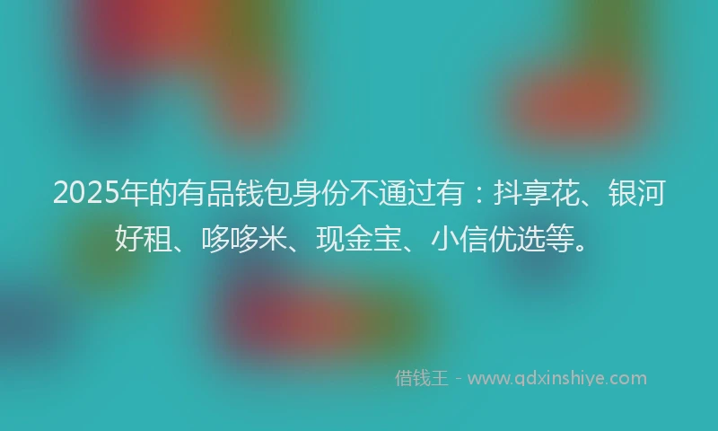 2025年的有品钱包身份不通过有：抖享花、银河好租、哆哆米、现金宝、小信优选等。