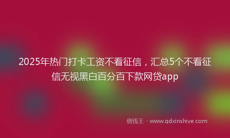 2025年热门打卡工资不看征信，汇总5个不看征信无视黑白百分百下款网贷app