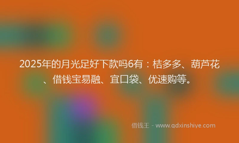 2025年的月光足好下款吗6有：桔多多、葫芦花、借钱宝易融、宜口袋、优速购等。