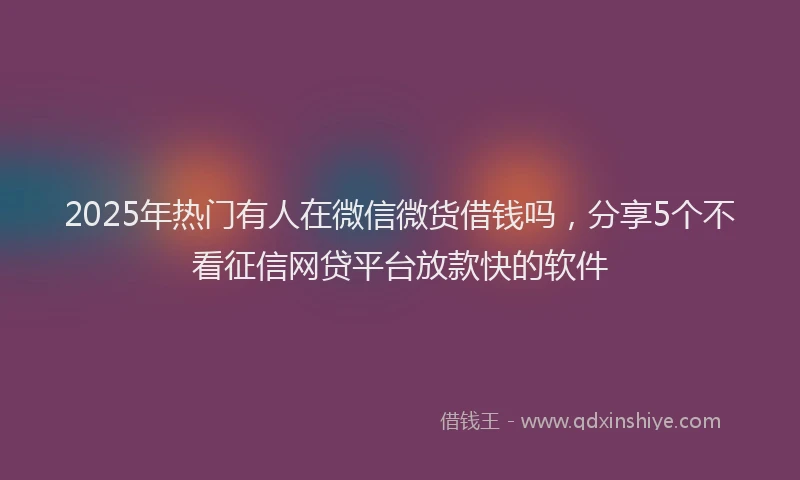 2025年热门有人在微信微货借钱吗，分享5个不看征信网贷平台放款快的软件