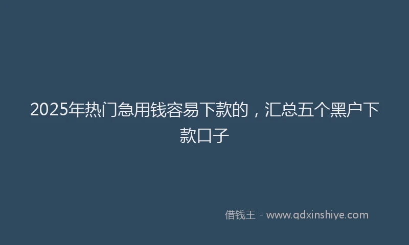 2025年热门急用钱容易下款的，汇总五个黑户下款口子