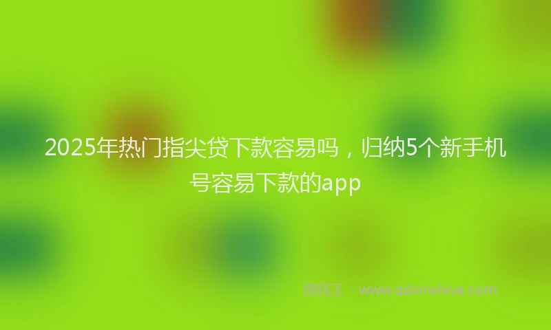 2025年热门指尖贷下款容易吗，归纳5个新手机号容易下款的app