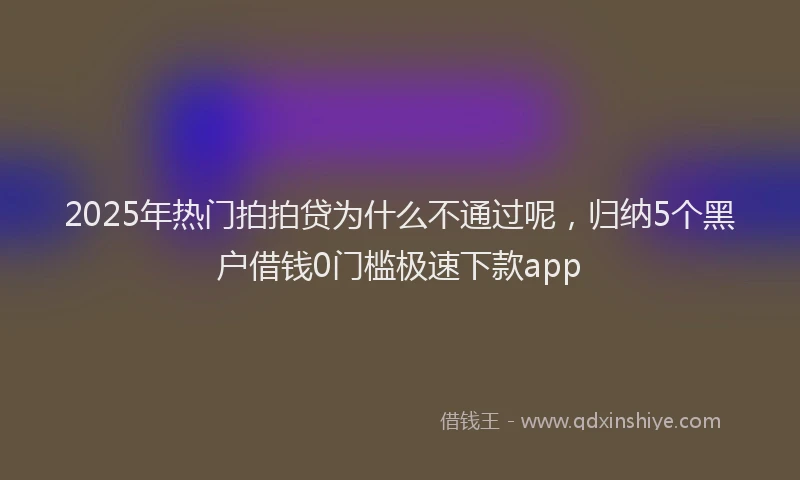 2025年热门拍拍贷为什么不通过呢，归纳5个黑户借钱0门槛极速下款app
