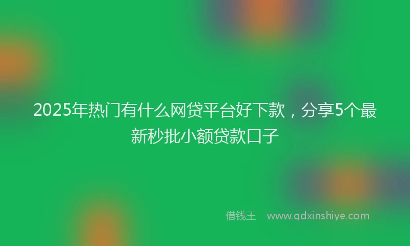 2025年热门有什么网贷平台好下款，分享5个最新秒批小额贷款口子
