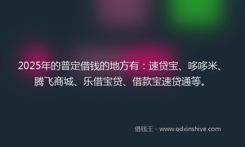 2025年的普定借钱的地方有：速贷宝、哆哆米、腾飞商城、乐借宝贷、借款宝速贷通等。