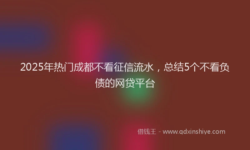 2025年热门成都不看征信流水，总结5个不看负债的网贷平台