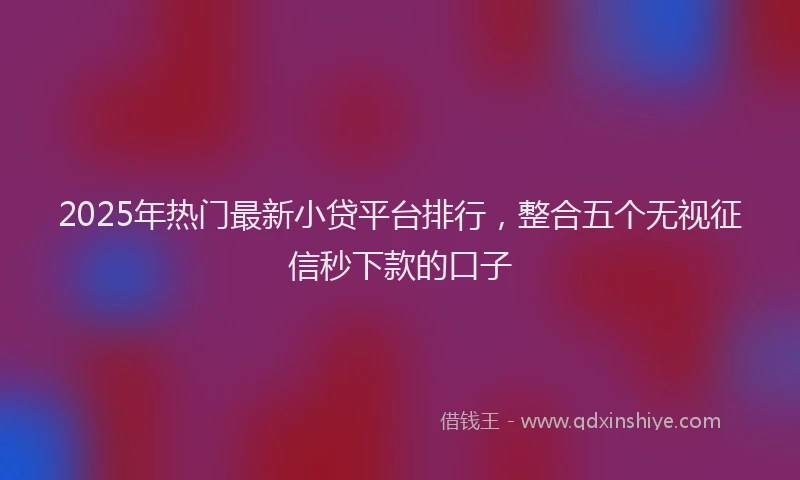 2025年热门最新小贷平台排行，整合五个无视征信秒下款的口子