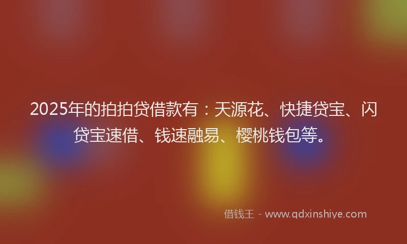 2025年的拍拍贷借款有：天源花、快捷贷宝、闪贷宝速借、钱速融易、樱桃钱包等。