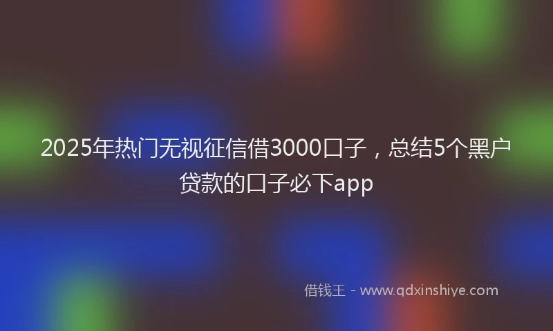 2025年热门无视征信借3000口子，总结5个黑户贷款的口子必下app