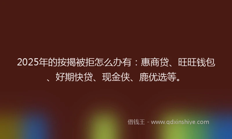 2025年的按揭被拒怎么办有：惠商贷、旺旺钱包、好期快贷、现金侠、鹿优选等。
