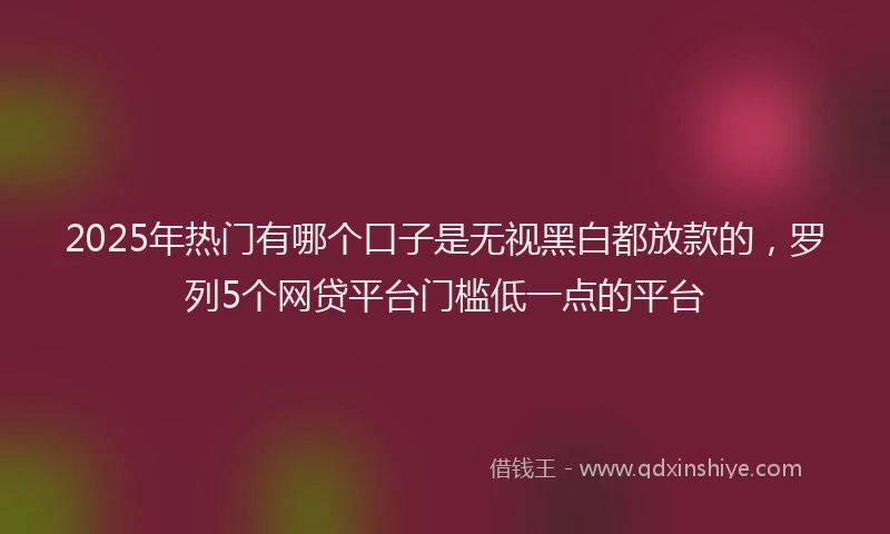 2025年热门有哪个口子是无视黑白都放款的，罗列5个网贷平台门槛低一点的平台