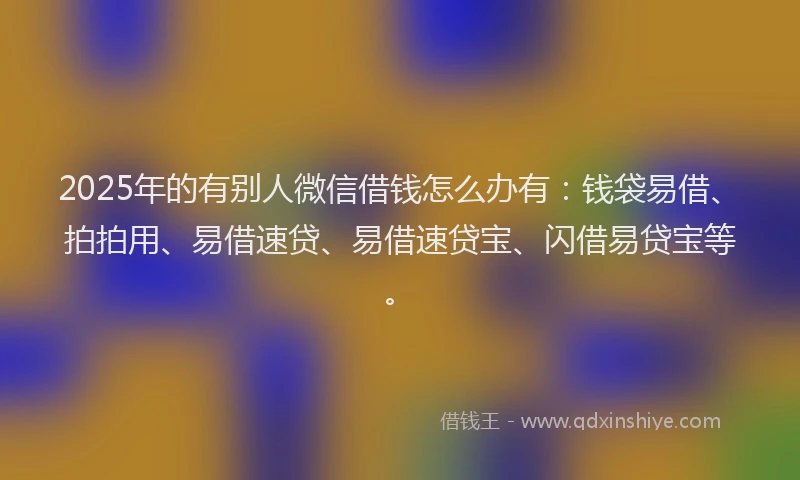 2025年的有别人微信借钱怎么办有：钱袋易借、拍拍用、易借速贷、易借速贷宝、闪借易贷宝等。
