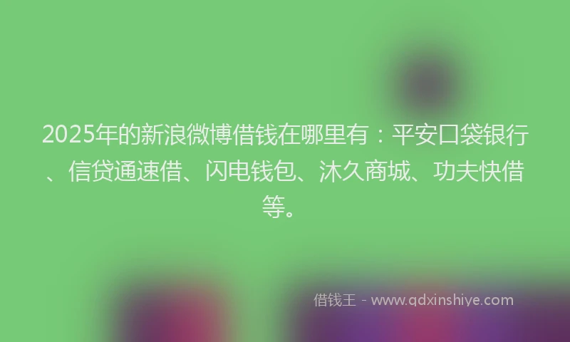 2025年的新浪微博借钱在哪里有：平安口袋银行、信贷通速借、闪电钱包、沐久商城、功夫快借等。
