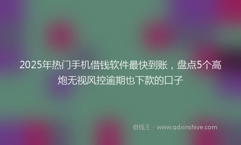 2025年热门手机借钱软件最快到账，盘点5个高炮无视风控逾期也下款的口子