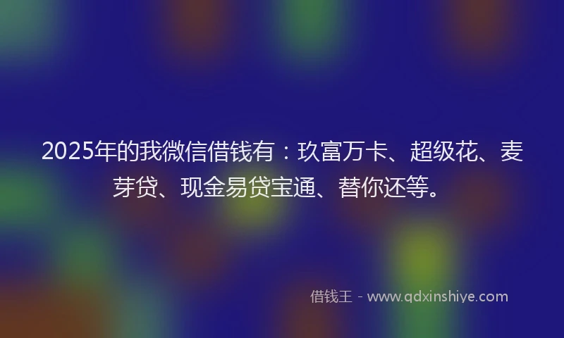 2025年的我微信借钱有：玖富万卡、超级花、麦芽贷、现金易贷宝通、替你还等。