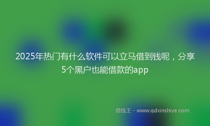 2025年热门有什么软件可以立马借到钱呢，分享5个黑户也能借款的app