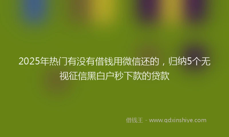 2025年热门有没有借钱用微信还的，归纳5个无视征信黑白户秒下款的贷款