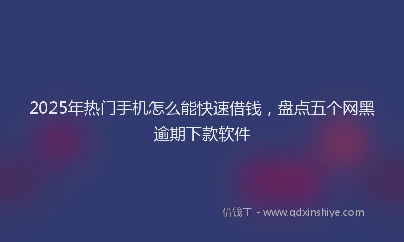 2025年热门手机怎么能快速借钱，盘点五个网黑逾期下款软件