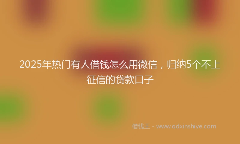 2025年热门有人借钱怎么用微信，归纳5个不上征信的贷款口子