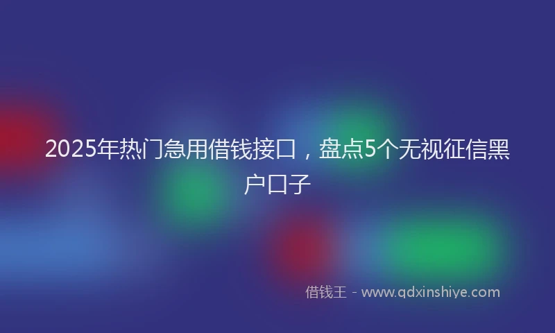 2025年热门急用借钱接口，盘点5个无视征信黑户口子