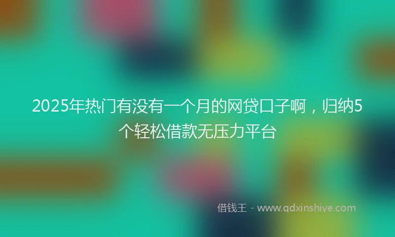 2025年热门有没有一个月的网贷口子啊，归纳5个轻松借款无压力平台
