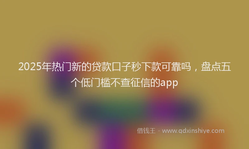 2025年热门新的贷款口子秒下款可靠吗，盘点五个低门槛不查征信的app