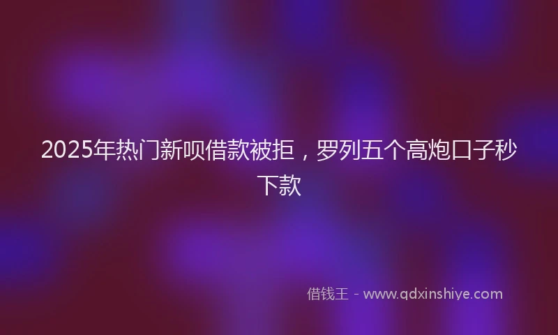 2025年热门新呗借款被拒，罗列五个高炮口子秒下款