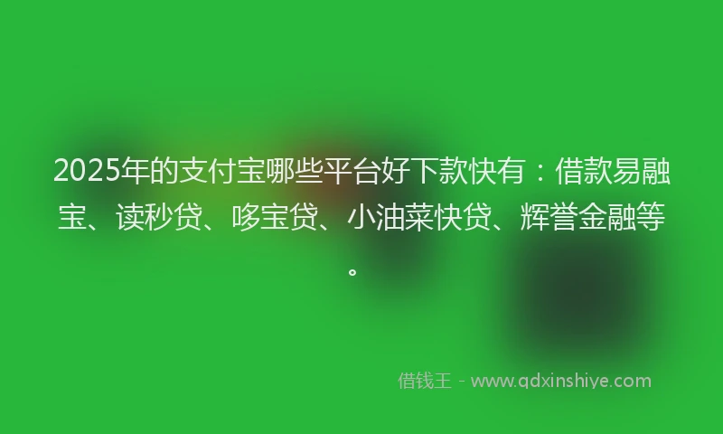 2025年的支付宝哪些平台好下款快有：借款易融宝、读秒贷、哆宝贷、小油菜快贷、辉誉金融等。