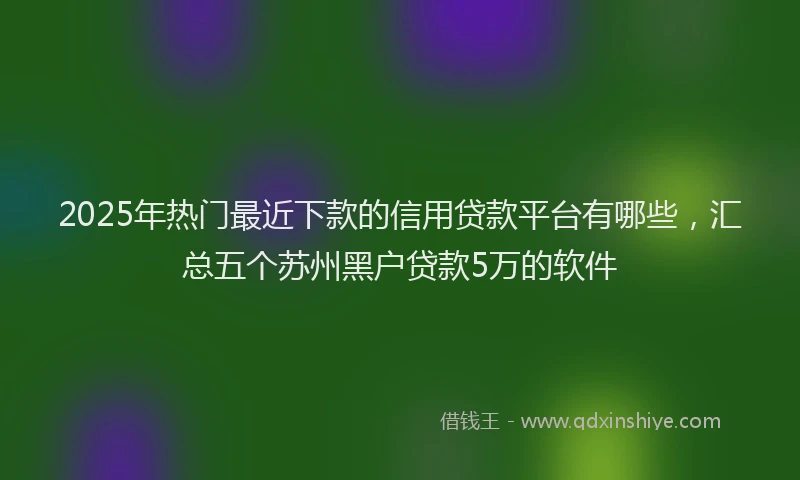 2025年热门最近下款的信用贷款平台有哪些，汇总五个苏州黑户贷款5万的软件