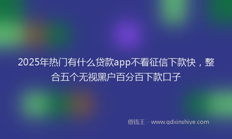 2025年热门有什么贷款app不看征信下款快，整合五个无视黑户百分百下款口子