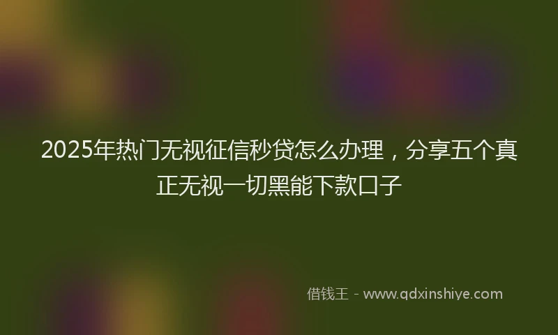 2025年热门无视征信秒贷怎么办理，分享五个真正无视一切黑能下款口子